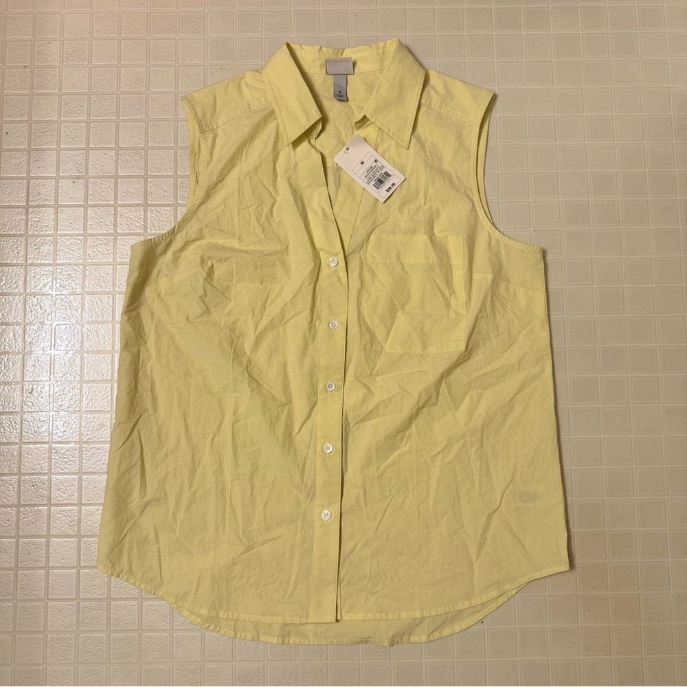 Women's V-Neck Button-Down
Shirt - A New Day Butter Yellow Size M - Picture 2 of 5